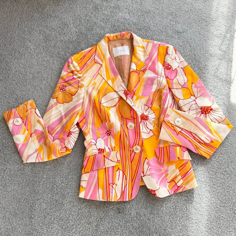 Brioni 100% Cotton Floral Blazer Career OOTD Designer Fashionista US 6   - W2790